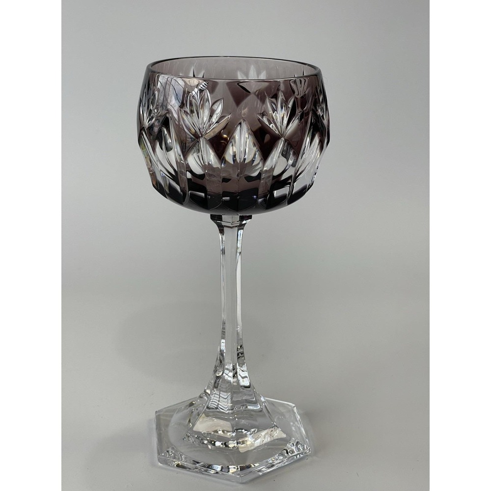 CRISTAL SEVRES FRANCE‎ Burgandy Cut To Clear Wine Glass ~Single Glass~